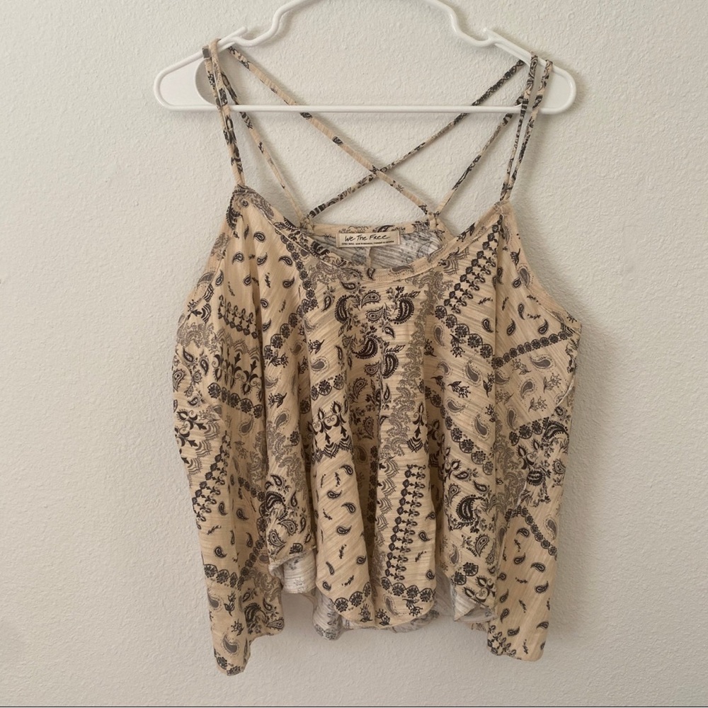 Free People XS 100% Cotton Boho Paisley Crop Top - Trendy Summer Festival Wear